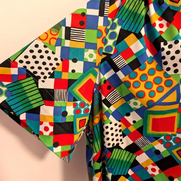 Top Notch Womens Plus Size 52/32W Vtg Colorful Abstract Print Button Up S/S Top - Picture 5 of 8